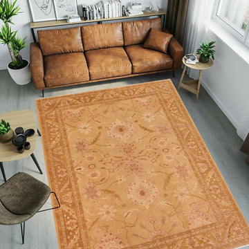 handmade Traditional Kafkaz Chobi Ziegler Gold Brown Hand Knotted RECTANGLE 100% WOOL area rug 10 x 14